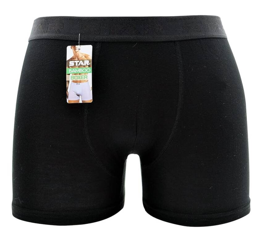 STAR ERKEK SİYAH ORGANİK BAMBU BELİ KEMERLİ BOXER - 2