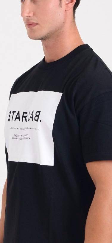 STAR ERKEK SİYAH OVERSİZE STAR LAB BASKILI T-SHİRT - 2