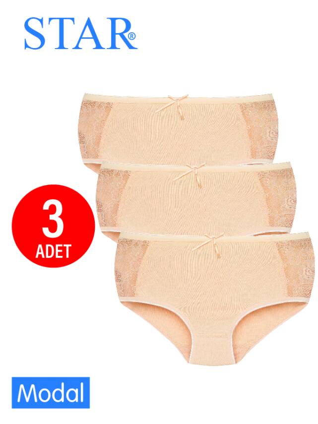 STAR KADIN 3 LÜ TEN MODAL YANI DANTEL DETAYLI BATO KÜLOT - 1