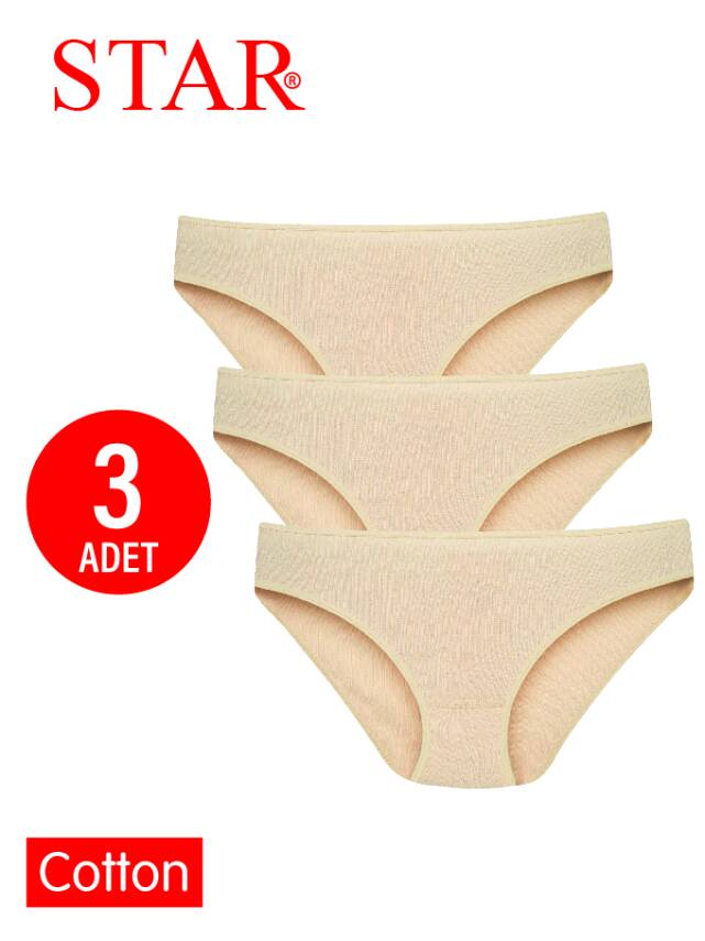 STAR KADIN 3LÜ TEN SAF PAMUK ÇİZGİLİ BİKİNİ KÜLOT - 1