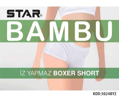 STAR KADIN BEYAZ ORGANİK BAMBU BOXER KÜLOT 