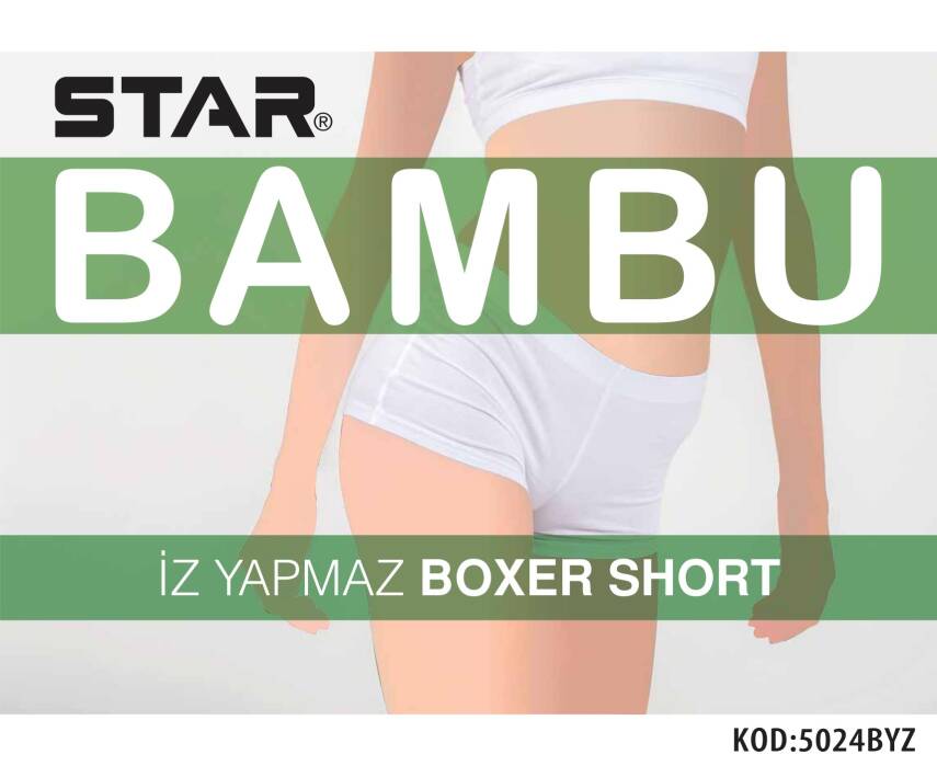 STAR KADIN BEYAZ ORGANİK BAMBU BOXER KÜLOT - 1