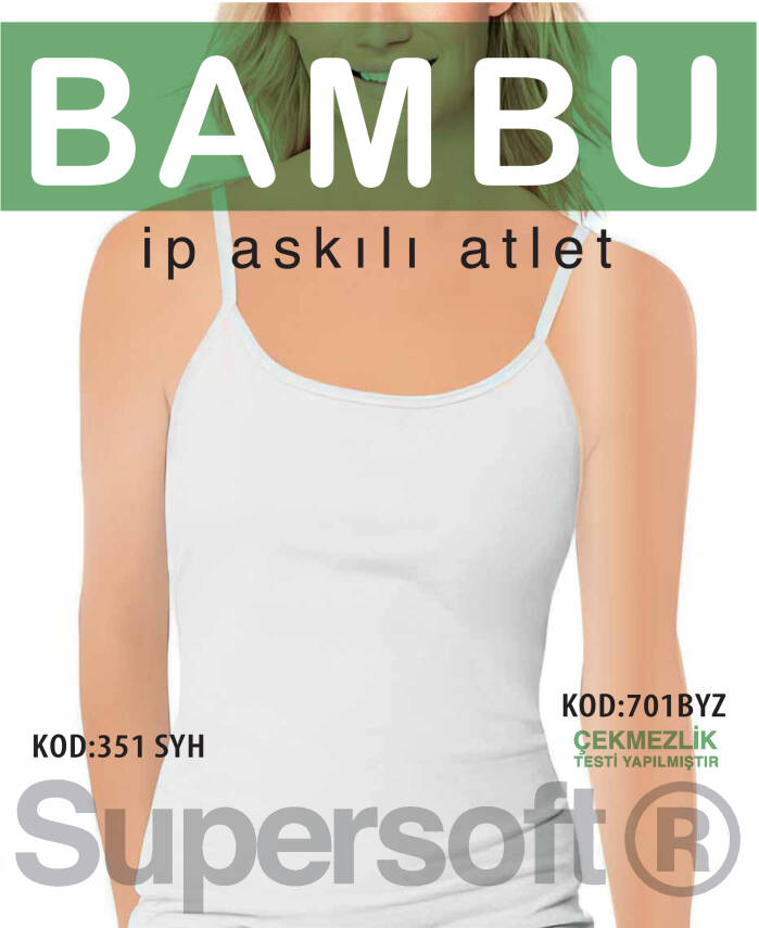 STAR KADIN BEYAZ ORGANİK BAMBU İP ASKILI ATLET - 1