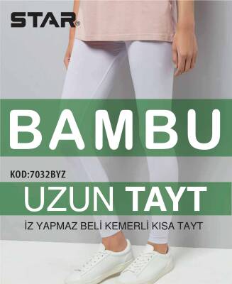 STAR KADIN BEYAZ ORGANİK BAMBU UZUN TAYT 