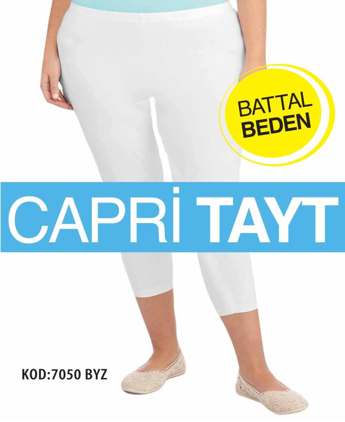 STAR KADIN BEYAZ SAF PAMUK KAPRİ TAYT - 1