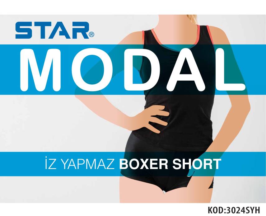 STAR KADIN SİYAH MODAL BOXER KÜLOT - 2