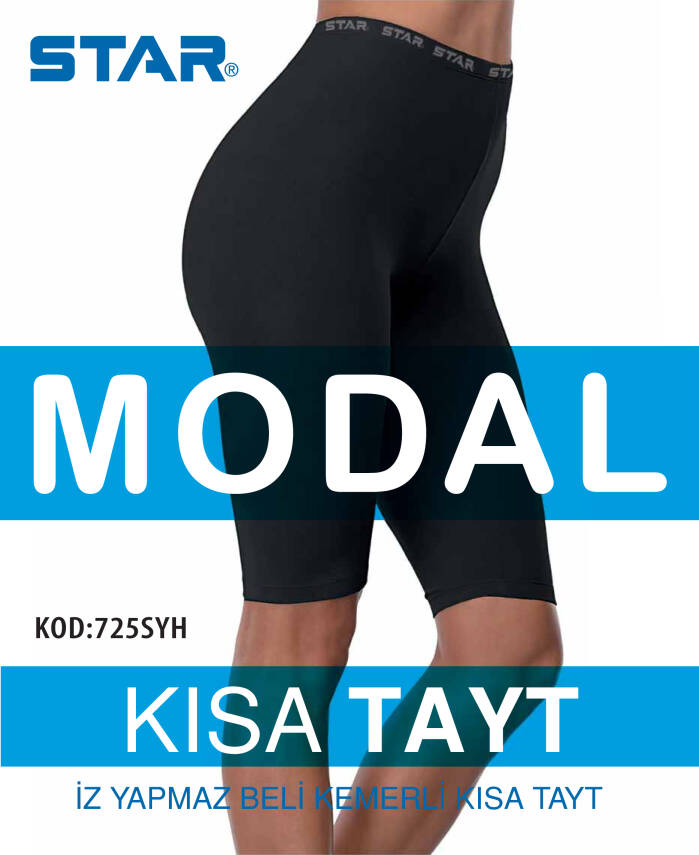 STAR KADIN SİYAH MODAL DİZ ÜSTÜ KISA TAYT - 1