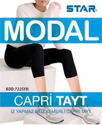 STAR KADIN SİYAH MODAL DİZALTI KAPRİ TAYT 