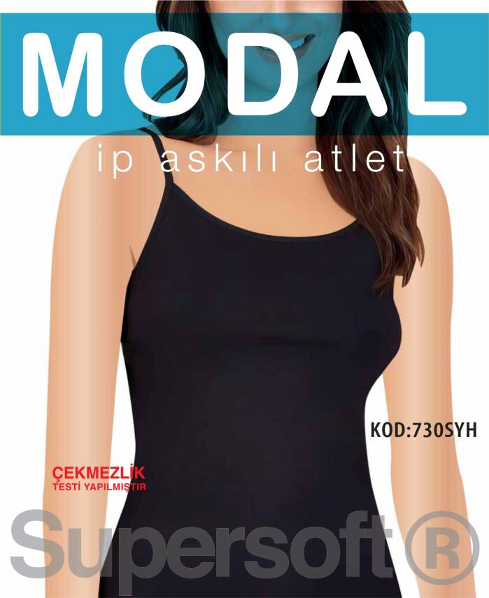 STAR KADIN SİYAH MODAL İP ASKILI ATLET - 1