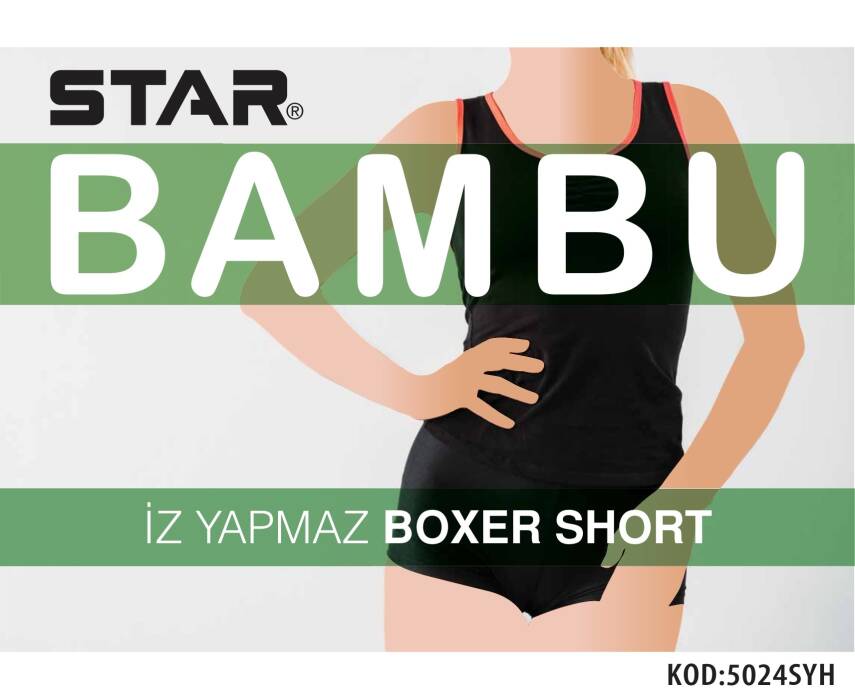 STAR KADIN SİYAH ORGANİK BAMBU BOXER KÜLOT - 1