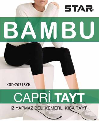 STAR KADIN SİYAH ORGANİK BAMBU DİZ ALTI KAPRİ TAYT 