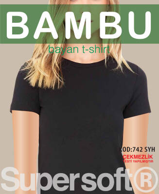STAR KADIN SİYAH ORGANİK BAMBU SIFI YAKA KISAKOL T-SHİRT SİYAH