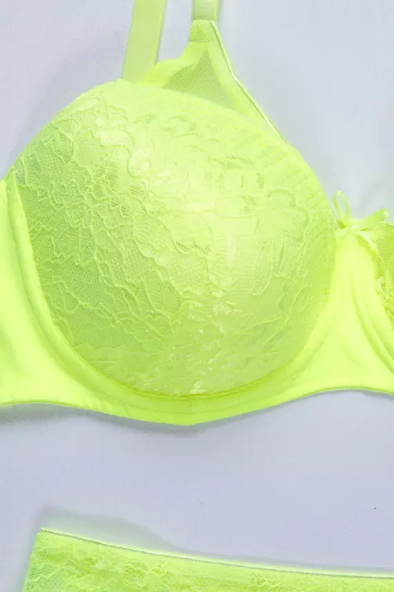 STAR Tılsım Lingerie Neon C Kap Dolgusuz Dantelli Sütyen Takımı - 3