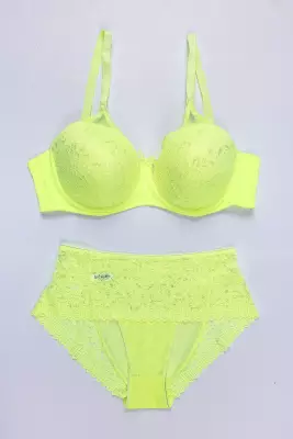 STAR Tılsım Lingerie Neon C Kap Dolgusuz Dantelli Sütyen Takımı 