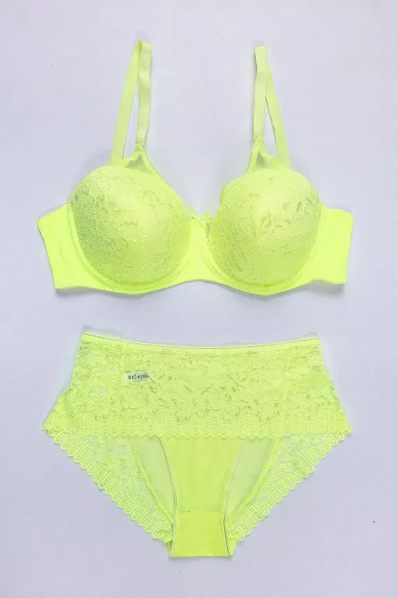 STAR Tılsım Lingerie Neon C Kap Dolgusuz Dantelli Sütyen Takımı - 1