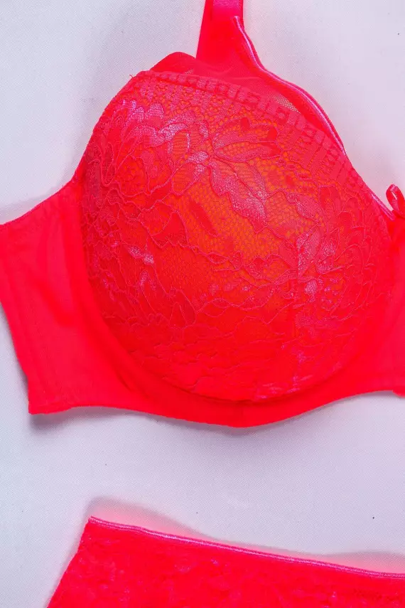 STAR Tılsım Lingerie Neon C Kap Dolgusuz Dantelli Sütyen Takımı - 4