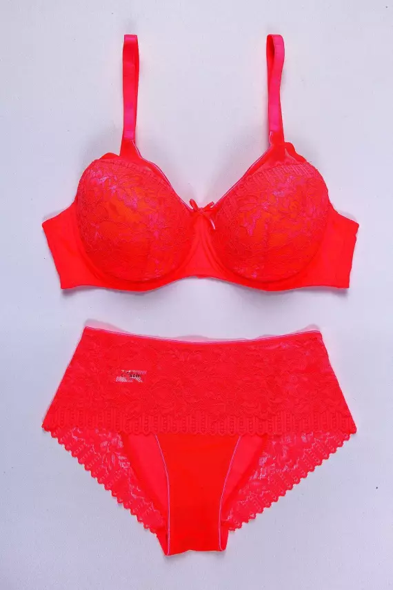 STAR Tılsım Lingerie Neon C Kap Dolgusuz Dantelli Sütyen Takımı - 1