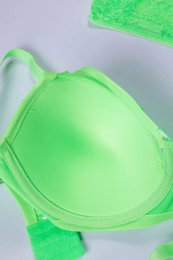 STAR Tılsım Lingerie Neon C Kap Dolgusuz Dantelli Sütyen Takımı - 5