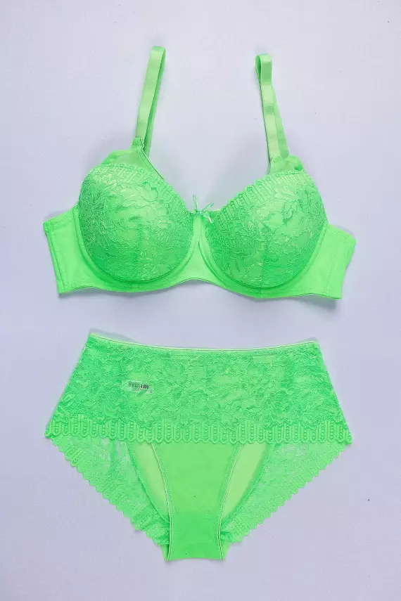 STAR Tılsım Lingerie Neon C Kap Dolgusuz Dantelli Sütyen Takımı - 1