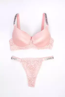 STAR Tılsım Lingerie Somon Love Secret Taşlı Mikro Dolgulu Sütyen Takım 250 