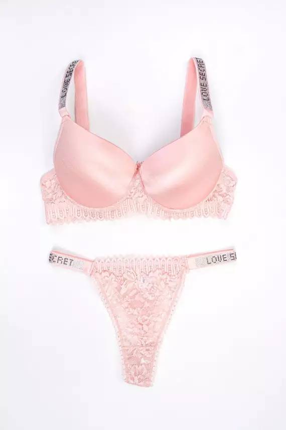 STAR Tılsım Lingerie Somon Love Secret Taşlı Mikro Dolgulu Sütyen Takım 250 - 1