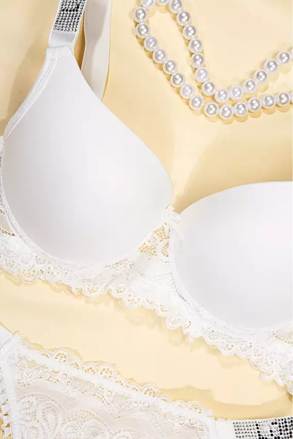 STAR Tılsım Lingerie Ekru Love Secret Taşlı Mikro Dolgulu Sütyen Takım 250 - 3
