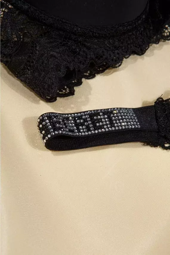 STAR Tılsım Lingerie Siyah Love Secret Taşlı Mikro Dolgulu Sütyen Takım 250 - 3